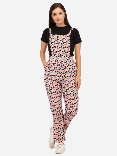 

Yuvraah Women Black & Pink T-shirt with Dungaree