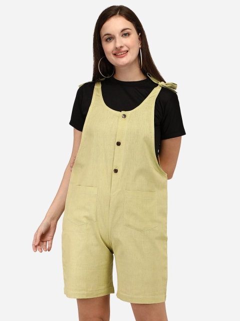 

Yuvraah Women Olive Green & Black Dungarees with T-shirt
