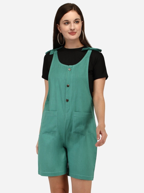 

Yuvraah Women Teal & Black T-shirt with Shorts