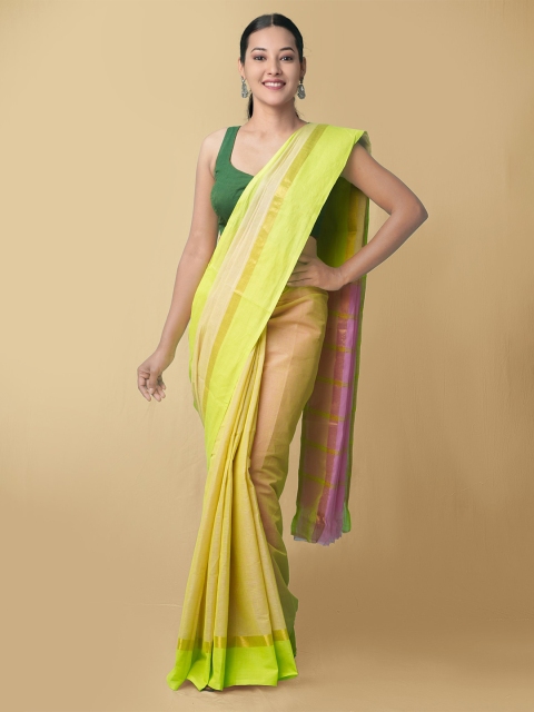 

Unnati Silks Women Green & Purple Pure Pavani Mangalagiri Cotton Sustainable Saree