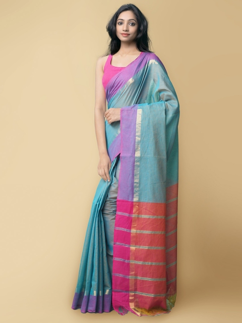 

Unnati Silks Women Blue & Purple Pure Pavani Mangalagiri Cotton Sustainable Saree