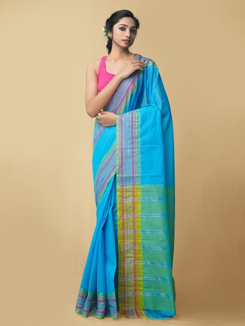 

Unnati Silks Women Blue & Magenta Pure Pavani Mangalagiri Cotton Sustainable Saree