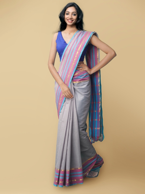 

Unnati Silks Women Grey & Pink Pure Pavani Mangalagiri Cotton Sustainable Saree