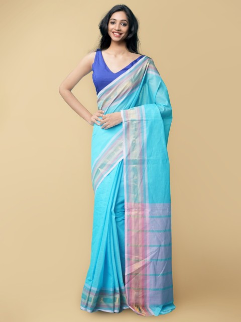 

Unnati Silks Women Blue & Pink Pure Pavani Mangalagiri Cotton Sustainable Saree