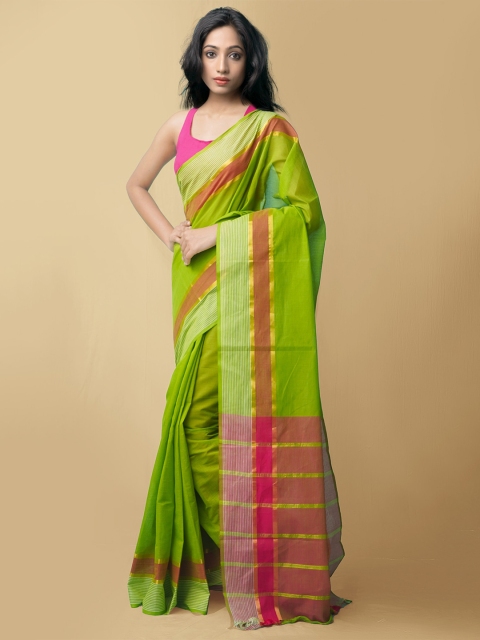 

Unnati Silks Women Green & Rust Pure Pavani Mangalagiri Cotton Sustainable Saree