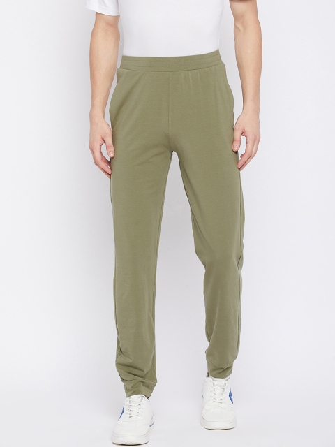 

Okane Men Olive Green Solid Joggers