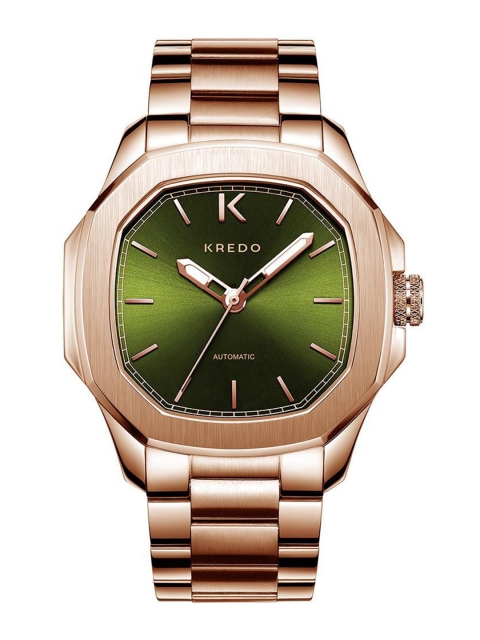 

KREDO Men Green Dial & Rose Gold Toned Stainless Steel Bracelet Style Analogue Watch