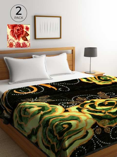 

KLOTTHE Pack of 2 Floral Heavy Winter 800 GSM Double Bed Blanket, Maroon