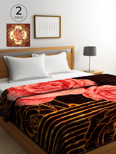 

KLOTTHE Pack of 2 800 GSM Multi Printed Heavy Blanket