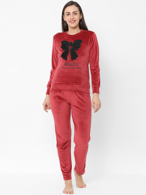 

Sweet Dreams Women Red & Black Printed Night suit
