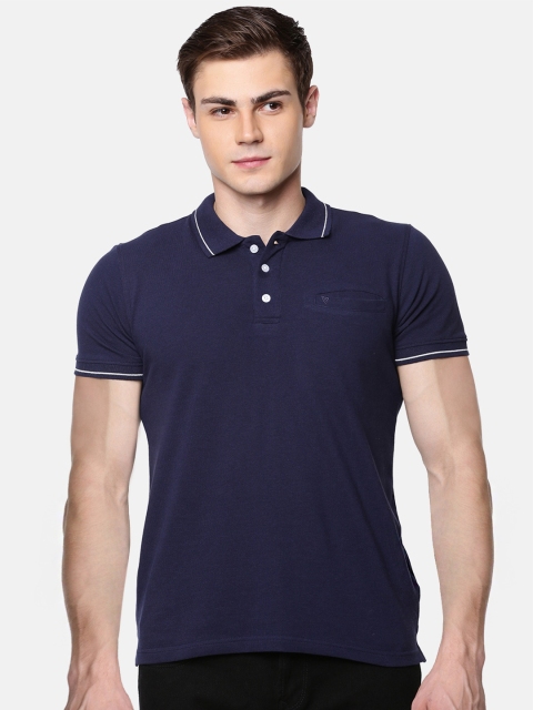 

Unibro Men Navy Blue Polo Collar Slim Fit Pure Cotton T-shirt