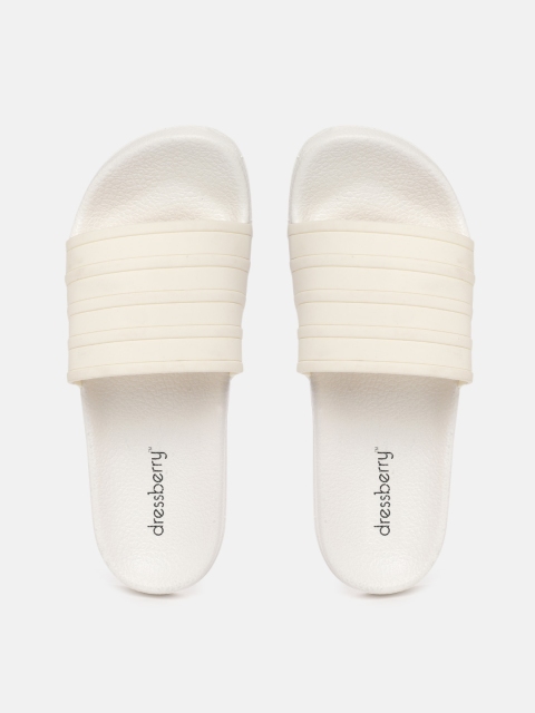 

DressBerry Women Off-White Striped Sliders