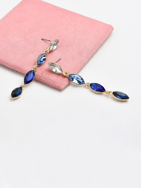 

Accessorize Blue & Gold-Toned Oval Drop Earrings