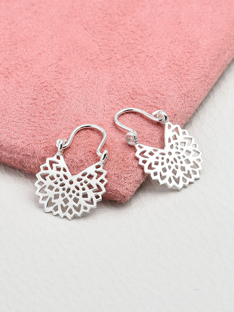 

Accessorize Silver-Toned Floral Hoop Earrings