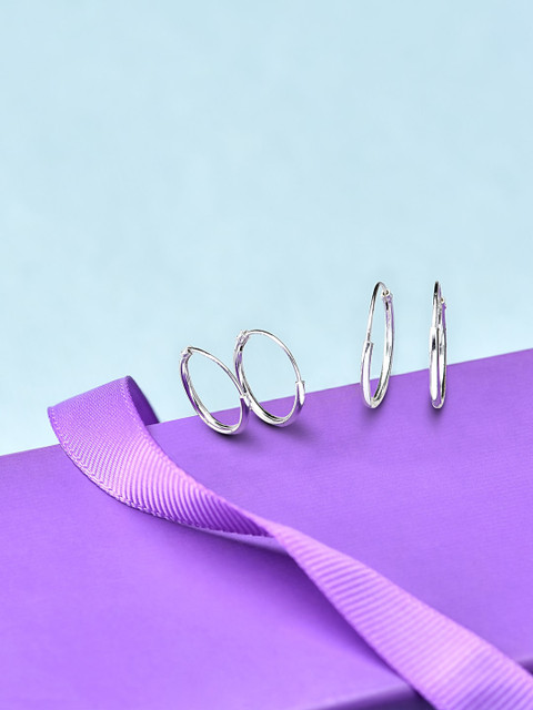 

Accessorize Set Of 2 Sterling Silver Circular Hoop Earrings
