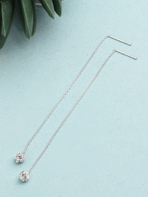 

Accessorize Silver-Toned Pave Ball Slinky Drop Earrings
