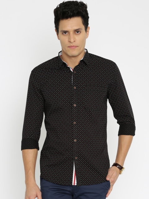 

British Club Men Black Regular Fit Printed Casual Shirt