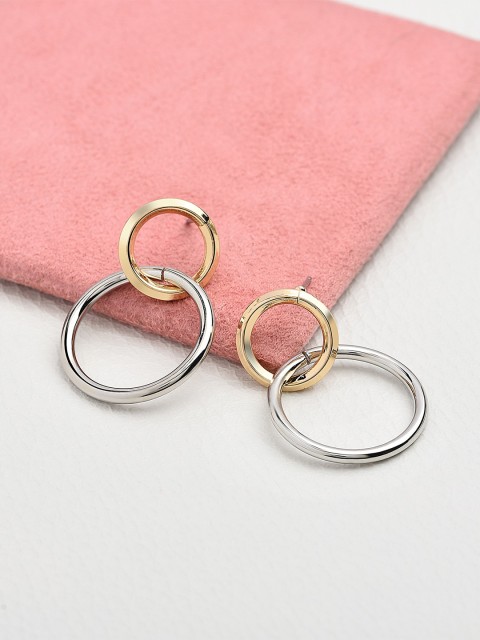 

Accessorize Silver-Toned & Gold-Toned Circular Drop Earrings