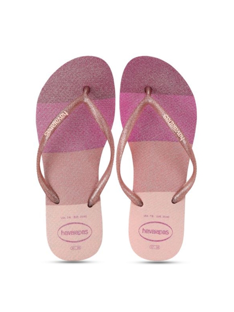

Havaianas Women Pink & Purple Printed Rubber Thong Flip-Flops