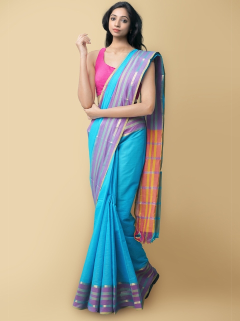 

Unnati Silks Women Blue & Magenta Pure Pavani Mangalagiri Cotton Sustainable Saree