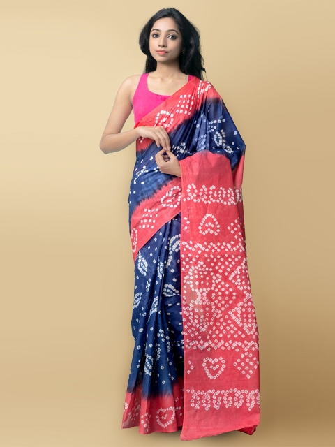 

Unnati Silks Women Violet & Pink Handloom Pure Bandhani Cotton Sustainable Saree