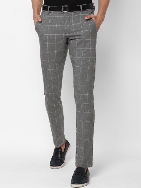 

Allen Solly Men Grey Checked Slim Fit Trousers