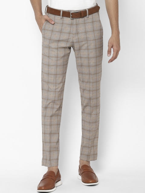 

Allen Solly Men Beige Checked Slim Fit Trousers
