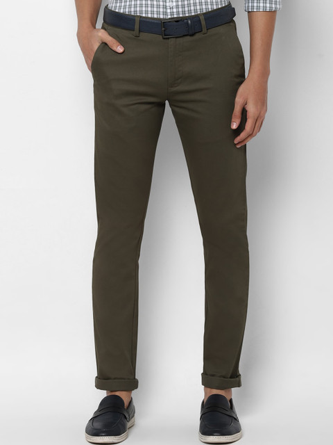 

Allen Solly Men Olive Green Slim Fit Trousers