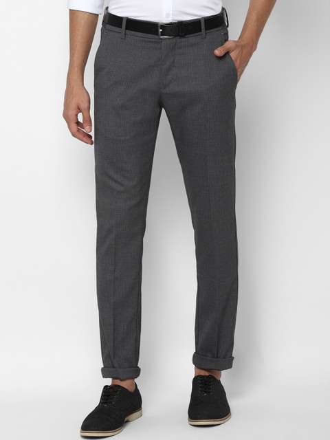 

Allen Solly Men Grey Textured Slim Fit Trousers