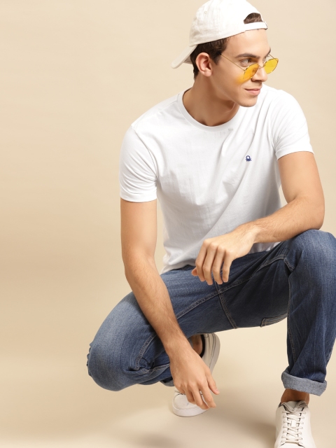 

United Colors of Benetton Men White Solid T-shirt