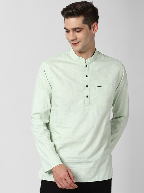 

Peter England Men Green Woven Design Kurta
