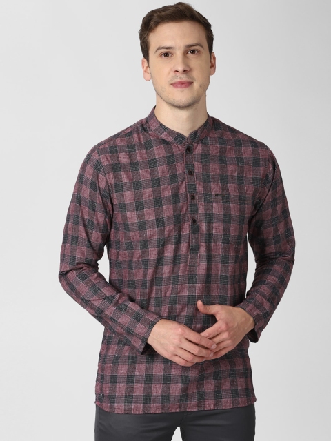 

Peter England Men Maroon & Black Checked Kurta