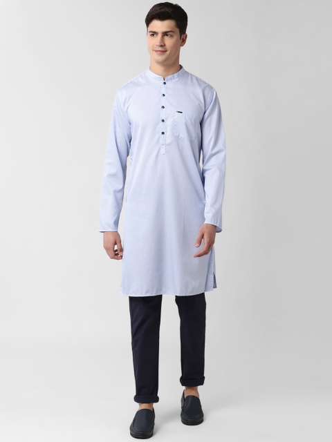 

Peter England Men Blue Striped Pure Cotton Kurta