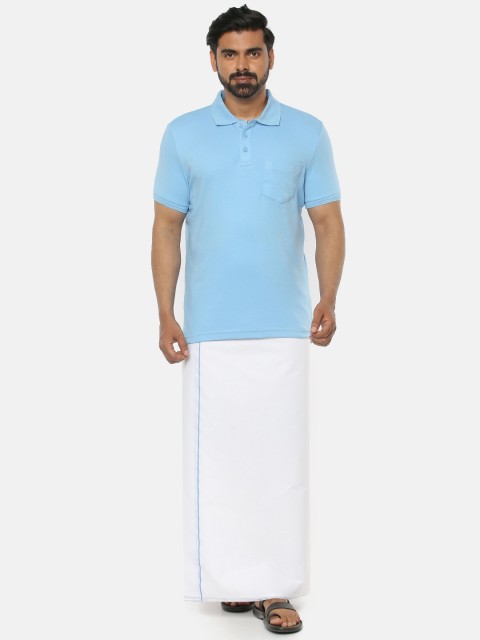 

Unibro Men Blue & White T-shirt with Dhoti