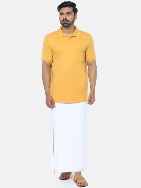 

Unibro Men Mustard & White Pure Cotton T-shirt with Dhoti Pants