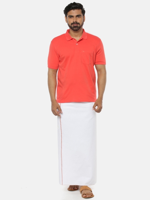 

Unibro Men Red & White Pure Cotton T-shirt With Dhoti