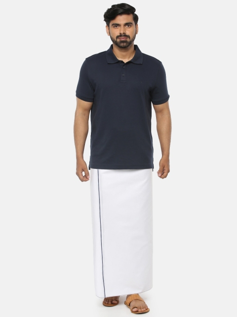 

Unibro Men Navy Blue & White Cotton Polo T-shirt With Dhoti Pant Clothing Set