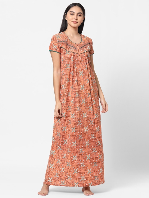 

Sweet Dreams Rust Printed Maxi Nightdress