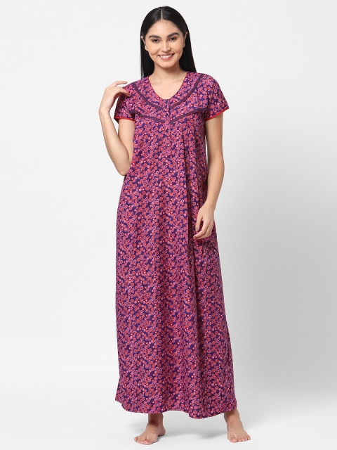 

Sweet Dreams Purple Printed Maxi Nightdress