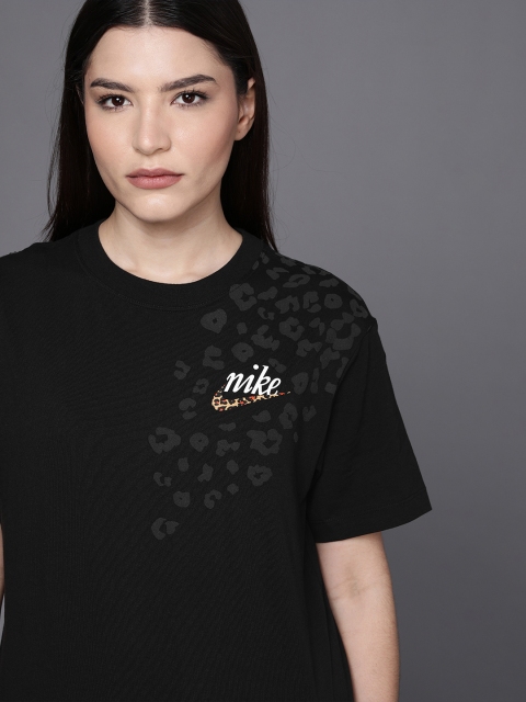 

Nike Women Black Animal Printed Loose AS W NSW T-shirt