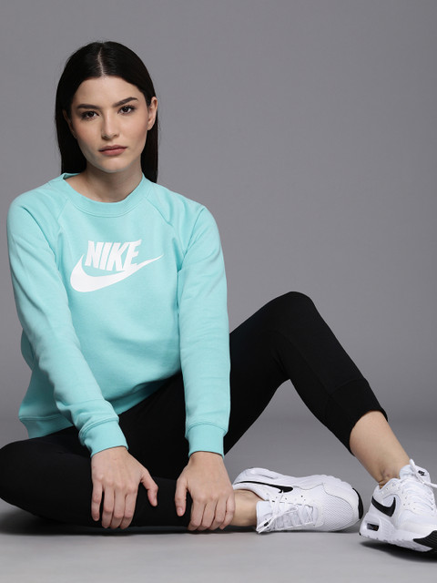 

Nike Women Blue & White Brand Logo Printed Raglan Sleeves Sweatshirt