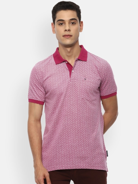 

Van Heusen Sport Men Pink Pure Cotton Geometric Printed Polo Collar Pockets T-shirt