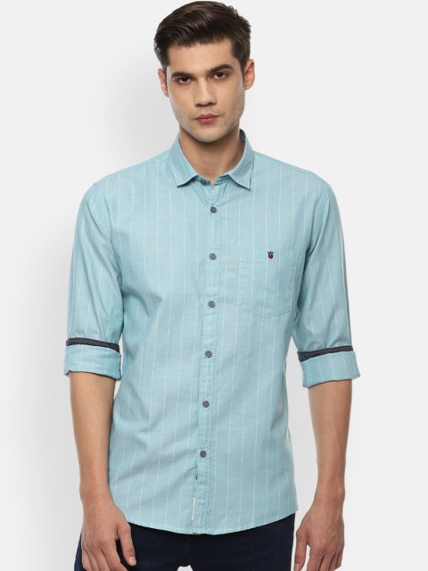 

Louis Philippe Jeans Men Blue Slim Fit Opaque Striped Casual Shirt
