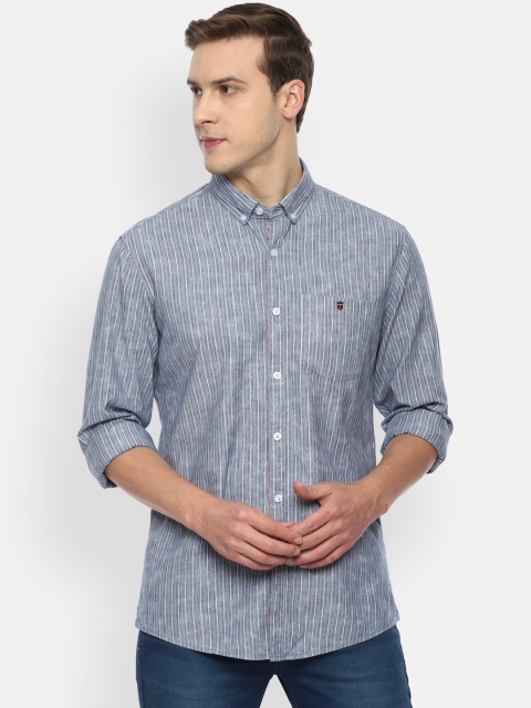 

Louis Philippe Jeans Men Grey Pure Cotton Slim Fit Opaque Striped Casual Shirt