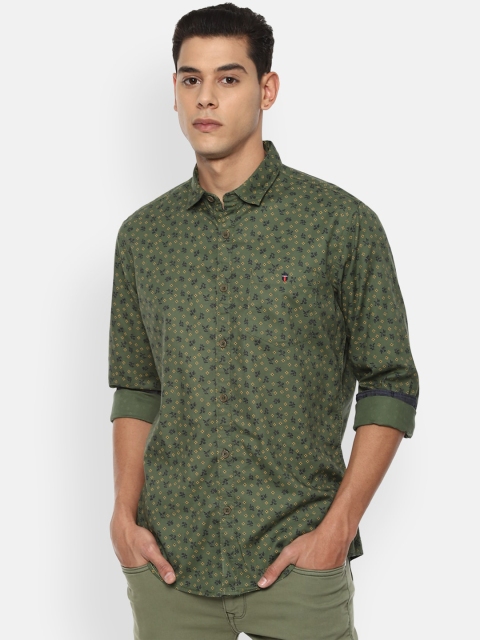 

Louis Philippe Jeans Men Olive Green Slim Fit Floral Opaque Printed Casual Shirt