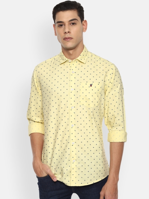 

Louis Philippe Jeans Men Yellow Slim Fit Pure Cotton Printed Casual Shirt