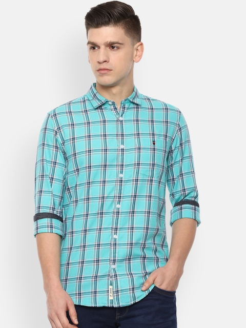 

Louis Philippe Jeans Men Blue Slim Fit Opaque Checked Casual Shirt