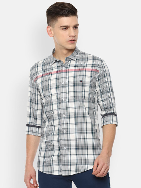 

Louis Philippe Jeans Men Grey Pure Cotton Slim Fit Opaque Checked Casual Shirt