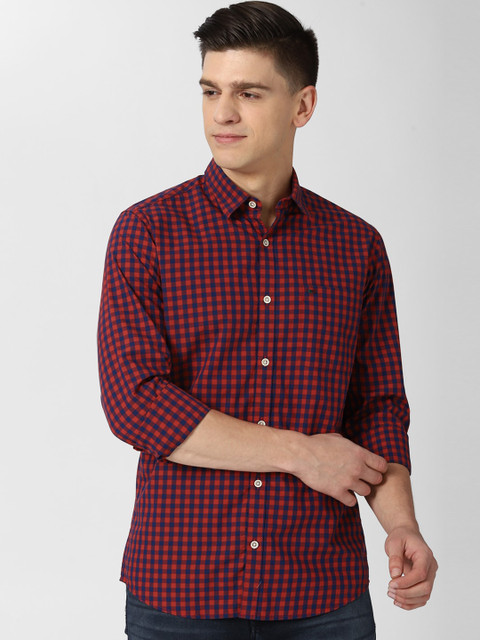

Peter England Casuals Men Maroon Slim Fit Buffalo Checks Opaque Checked Casual Shirt