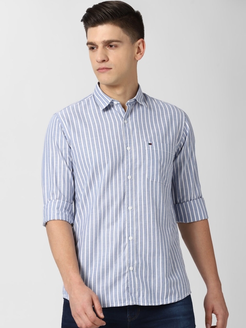 

Peter England Casuals Men Blue Slim Fit Opaque Striped Casual Shirt
